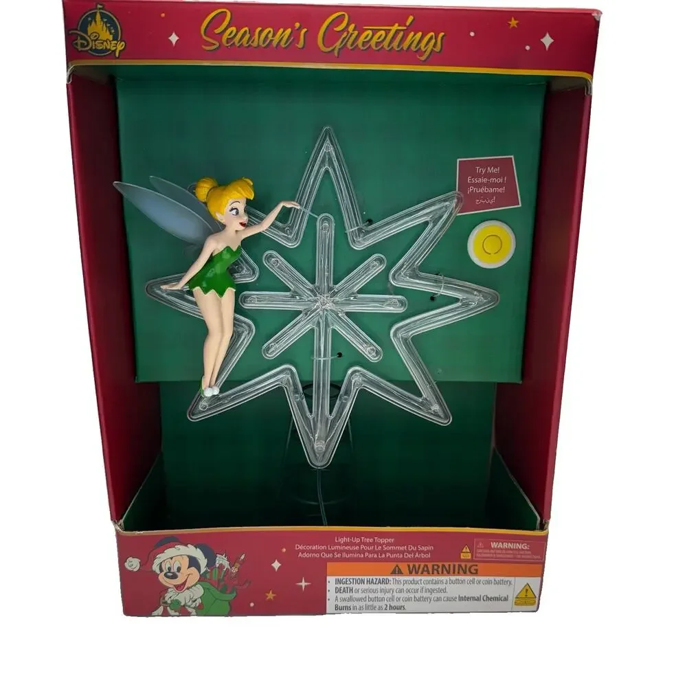 Disney Parks Tinker Bell Light-Up Holiday Tree Topper – Peter Pan 2025 Christmas